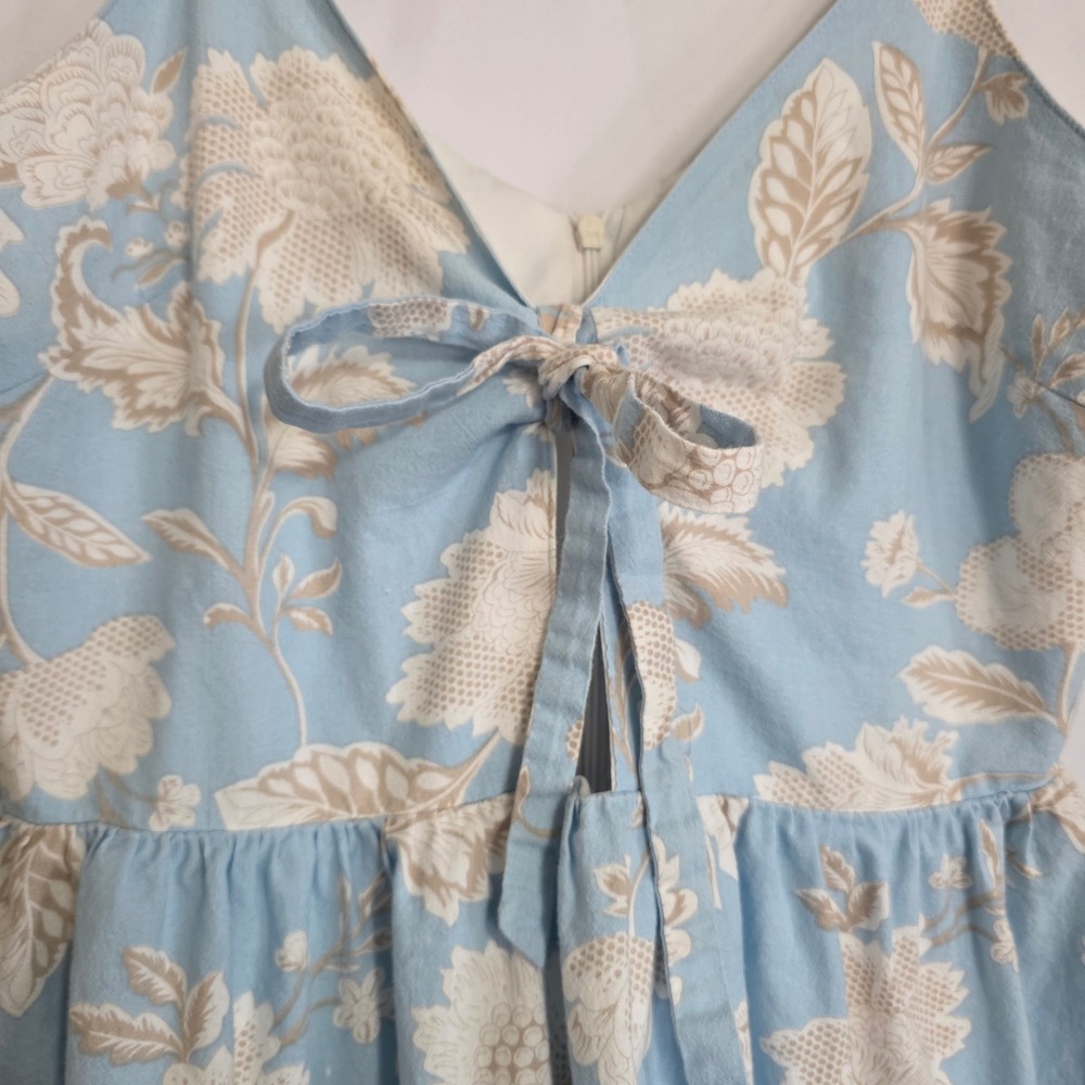 Anna Be Floral Dress Womens Small Cottagecore Blue Tie Front Babydoll Mini - Picture 5 of 13